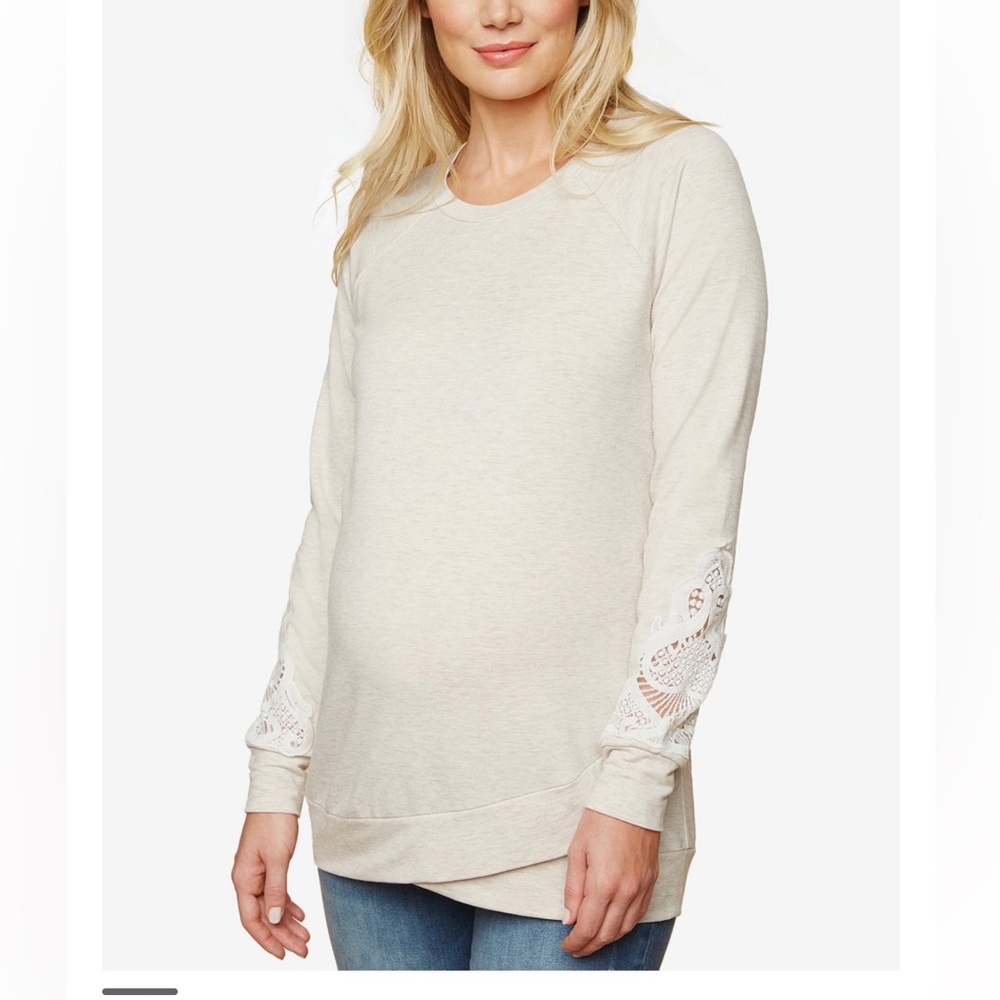 Motherhood Maternity Lace-trim Sweater. Small